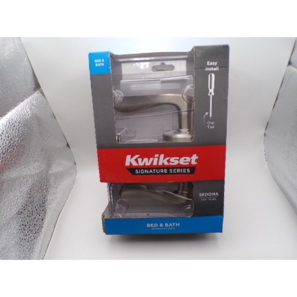 Kwikset Signature Series Sedona Privacy Door Lever Satin Nickel Microban Bed Bat